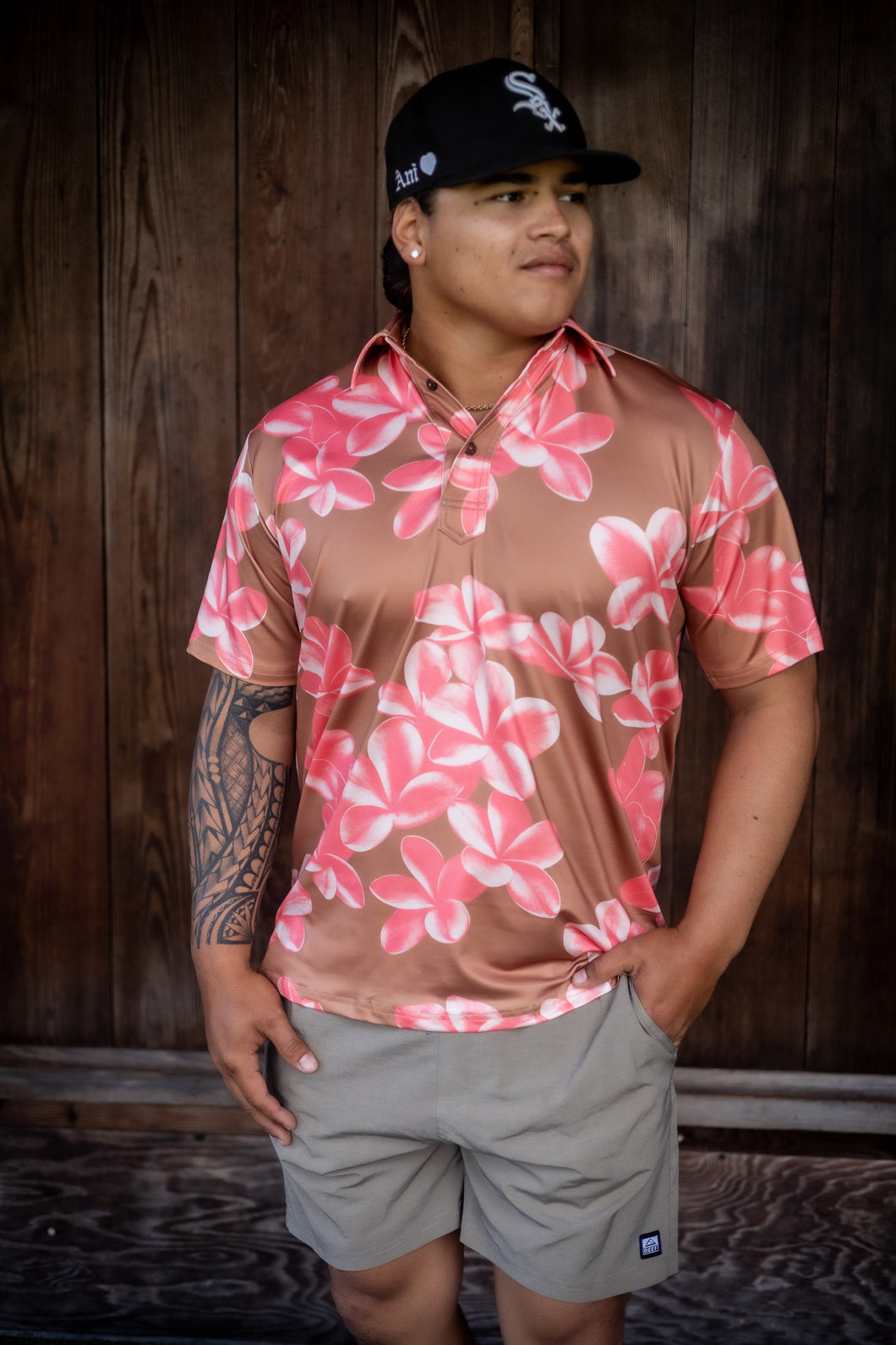 Aloha Golf Shirt-Plumeria