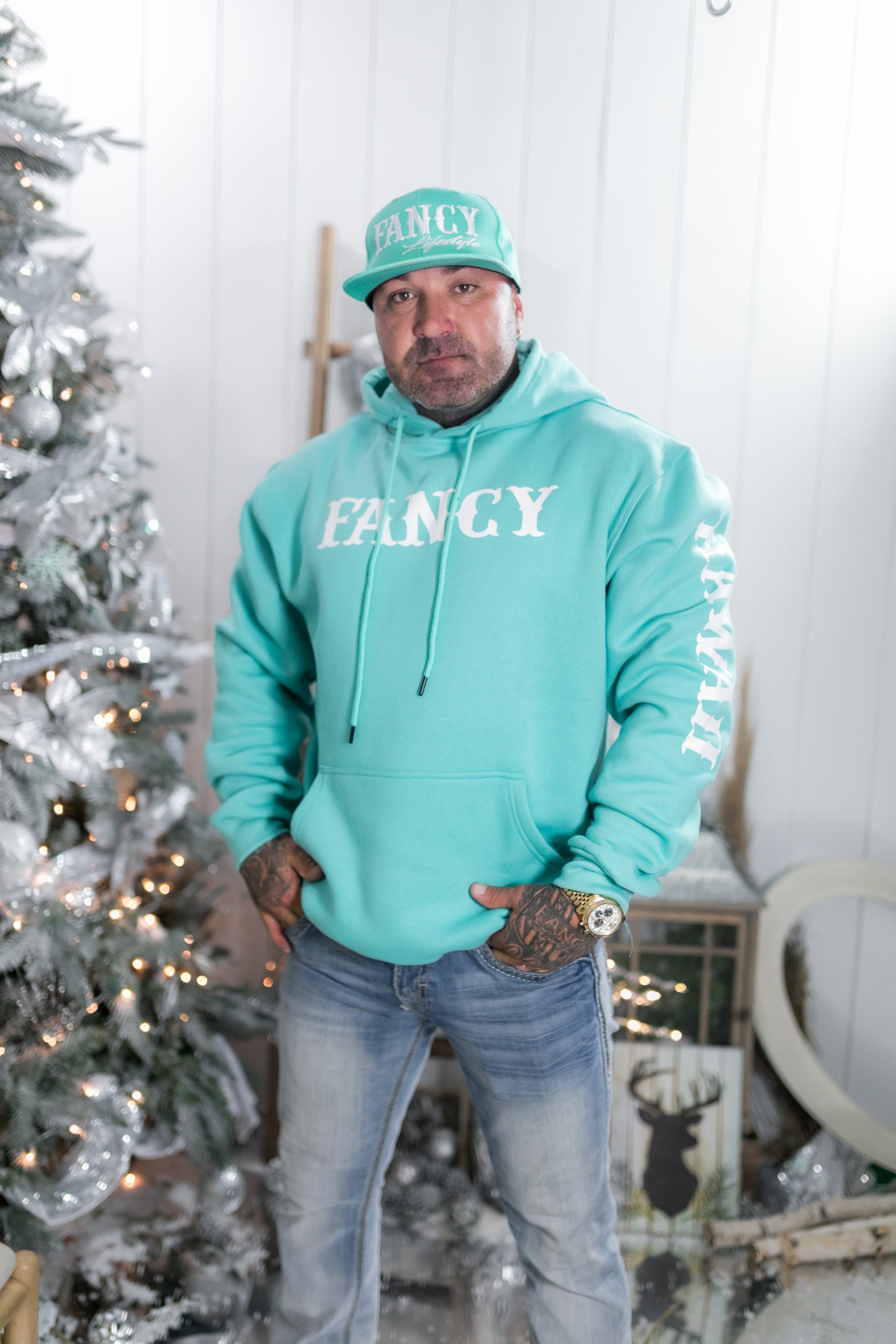 Fancy Cotton Hoodies-Tiffany Blue