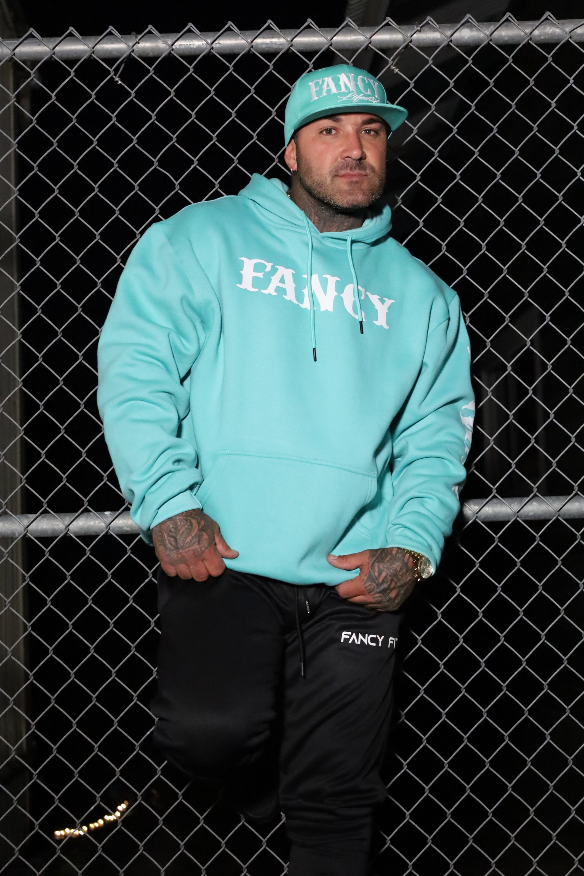 Fancy Cotton Hoodies-Tiffany Blue